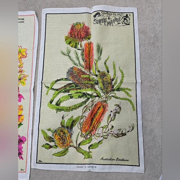 Vintage 6 Pc Lot Australian Souvenir Kitchen Towels - Picture 3 of 14